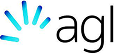 AGL logo featuring five blue gradient rays fanning out to the left of the lowercase letters “agl” in black on a white background.